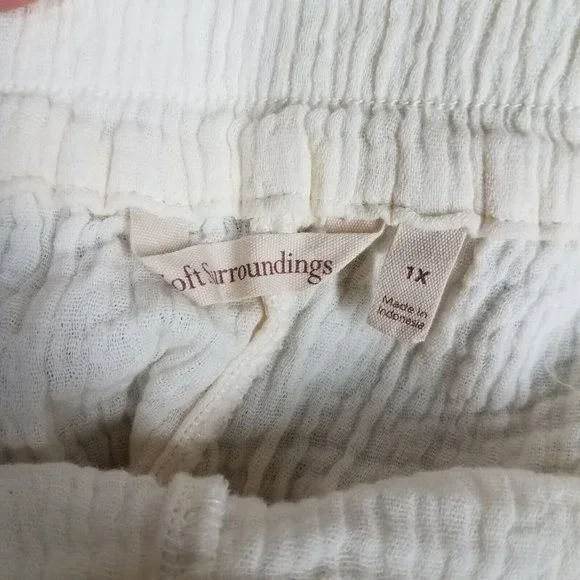 NEW Soft Surroundings Women's 1X Pants Crop Gauze Beach Pull On Casual Ivory - Picture 16 of 16